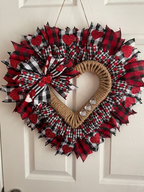 Wreath With Hearts, Dollar Tree Wire Heart Wreath Diy, Dollar Store Heart Wreath, Dollar Tree Valentines Crafts Diy, Wire Heart Wreath Ideas, Heart Shaped Wreath Ideas, Heart Shaped Wreaths Diy, Valentine Heart Wreath, Dollar Tree Star Wreath Form