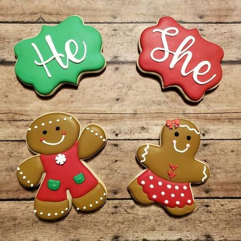 Christmas Baby Gender Reveal Ideas, Christmas Baby Reveal, Christmas Gender Reveal, Gender Reveal Cookies, Baby Gender Reveal Party Decorations, Gingerbread Baby, Gender Reveal Cupcakes, Gender Reveal Announcement, Gender Reveal Party Theme