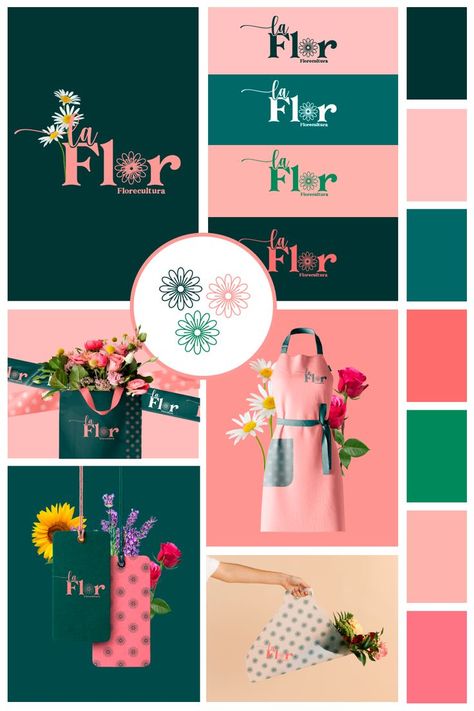 floral, flower, blossom, design, beauty, nature, card, vector, shop, branding, plant, fresh, luxury, elegant, pattern, template, concept, leaf, decorative, icon, sign, flora, bloom, clean, modern, minimal, minimalist, symbol, graphic, florist, logo, abstract, delicate, background, color, line, rose, mock up, floral design, decoration, copy space, garden, ornament, holiday, natural, organic, beautiful, style, spring, bouquet Shop Branding Design, Flower Shop Branding, Retro Color Palette, Flower Branding, Shop Branding, Flower Business, Flower Bar, Learning Graphic Design, Instagram Branding