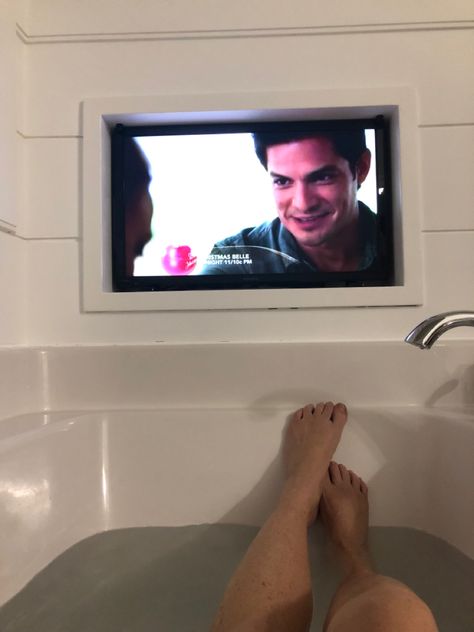 Tv In The Bathroom, Tv Over Bathtub, Bath With Tv, Bathtub Tv, Bathroom With Tv, Bathtub With Tv, Bathroom Tv, 5 Year Plan, Tv In Bathroom