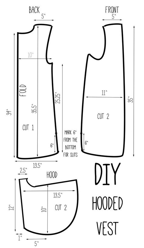 Vest Pattern Sewing Diy Hooded Vest Drafting Pinterest Sewing Sewing Projects I Vest Pattern Sewing, Diy Vest, Vest Pattern Free, Vest Sewing Pattern, Hood Pattern, Sew Ins, Costura Diy, Jacket Pattern Sewing, Beginner Sewing