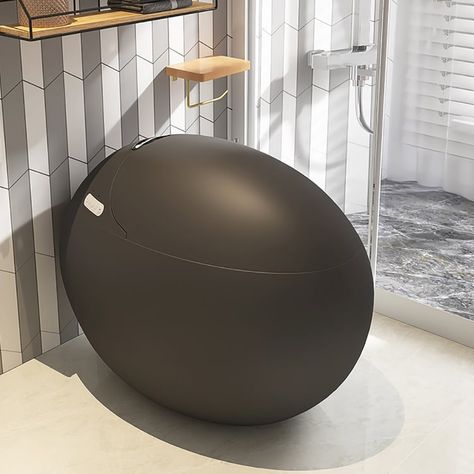 Modern White Egg-Shaped Smart Toilet with High Version Funky Interior Design, Mexican Style Homes, Modern Mexican Home Decor, Black Bathroom Fixtures, Modern Mexican Home, Luxury Toilet, Thrifted Home Decor, Black Toilet, Mexican Home Decor