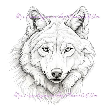 Wolf - Etsy Ireland Wolf Face Drawing, Wolf Head Design, Wolf Stencil, Watercolor Wolf, Face Cute, Wolf Print, Wolf Face, Baby Wolf, Wolf Tattoo Design