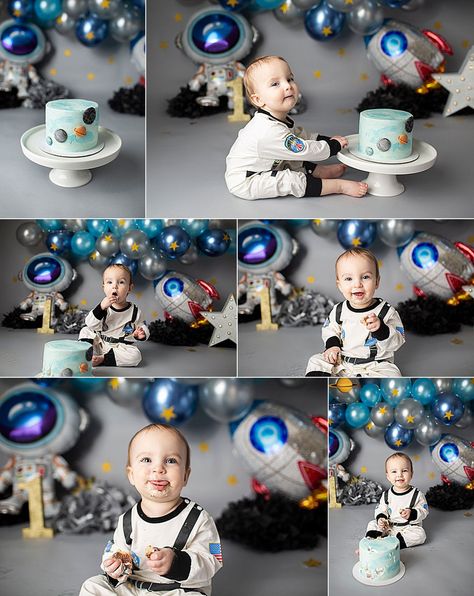 Space, Astronaut Cake Smash, Photography Space Theme First Birthday Pictures, Astronaut Cake Smash, Astronaut Smash Cake, Outer Space Cake Smash, Smash Cake Space Theme, Space Themed Cake Smash, Galaxy Smash Cake, Space Themed Smash Cake, Space Smash Cake 1st Birthdays