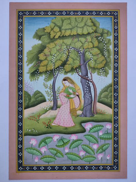 Indian miniature kangra painting pahari painting Kangra Painting, Pahari Painting, Rajasthani Miniature Paintings, Krishna And Radha, Mughal Miniature Paintings, Rajasthani Painting, Indian Traditional Paintings, Indian Miniature, India Painting