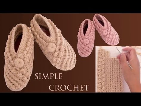 (198) Zapatos Pantuflas fáciles de tejer con Gancho Crochet - YouTube Pantuflas Tejidas, Crochet Youtube, Easy Crochet, Crochet