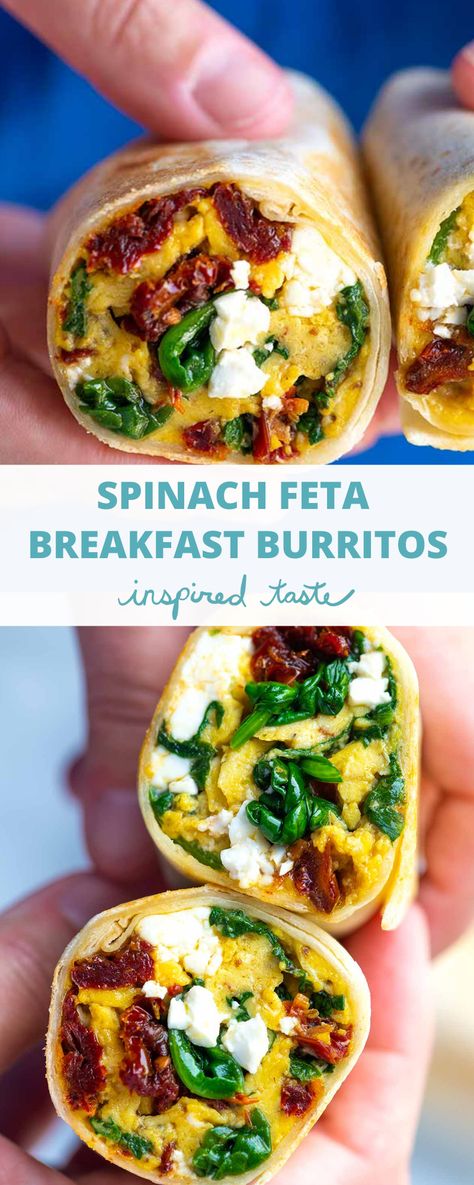 Mediterranean Diet Breakfast Burrito, Egg And Spinach Breakfast Burrito, Mediterranean Breakfast Burrito, Meatless Breakfast Burrito, Healthy Breakfast Burrito Bowl, Make Ahead Breakfast Burritos Healthy, Vegetable Breakfast Burritos, Breakfast Egg Burritos, Veggie Breakfast Sandwich