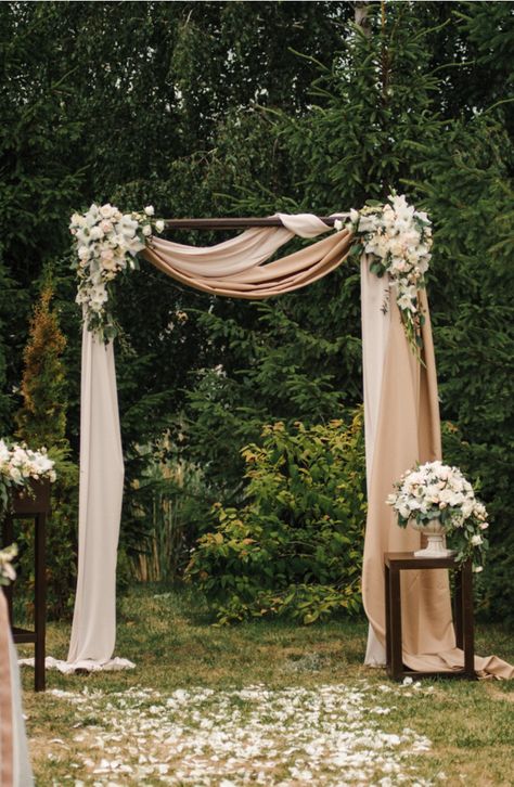 Whether you choose to do your ceremony under one, or if you just want one to take photos under, a DIY wedding arch is a must-have for any bride this year. You will love these beautiful outdoor arch ideas! Simple Wedding Arch, Wooden Wedding Arches, Wedding Arch Ideas, Fall Wedding Arches, Summer Wedding Favors, Wedding Arches Outdoors, Diy Wedding Arch, Metal Wedding Arch, Wedding Arch Rustic