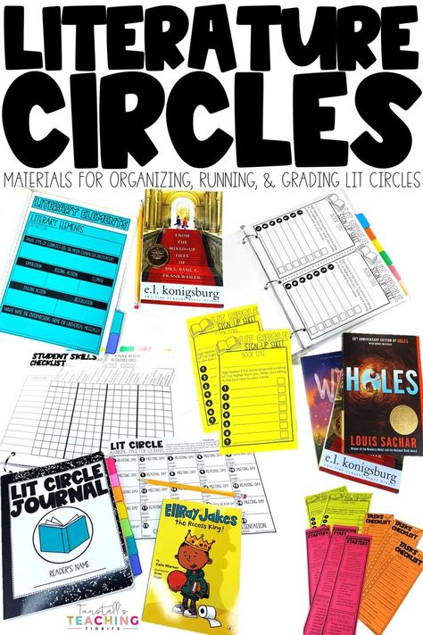 Literature Circles are small groups of students reading, thinking, discussing, and writing about self-selected books. Lit circles benefit all readers. Lit circles are wonderful for independent readers as a part of a balanced reading and writing framework. Wish Book Ideas, Classroom Book Clubs, Lit Circles, Literacy Circles, Literature Circle, Upper Elementary Reading, Student Skills, Monthly Activities, 5th Grade Classroom