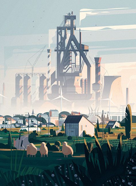 INDUSTRIAL ECOLOGY on Behance Geometry Wallpaper, Pastel Palettes, Cat Game, Art Models, Architecture Poster, Wow Art, Architecture Illustration, Landscape Illustration, Environment Design