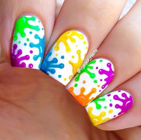 Lightning Nails, Summer Nails Coffin, 80s Nails, Nail Designs For Summer, Splatter Nails, Summer Nails Colors Designs, Bright Nail Art, New Nail Art Design, Summer Nail Designs