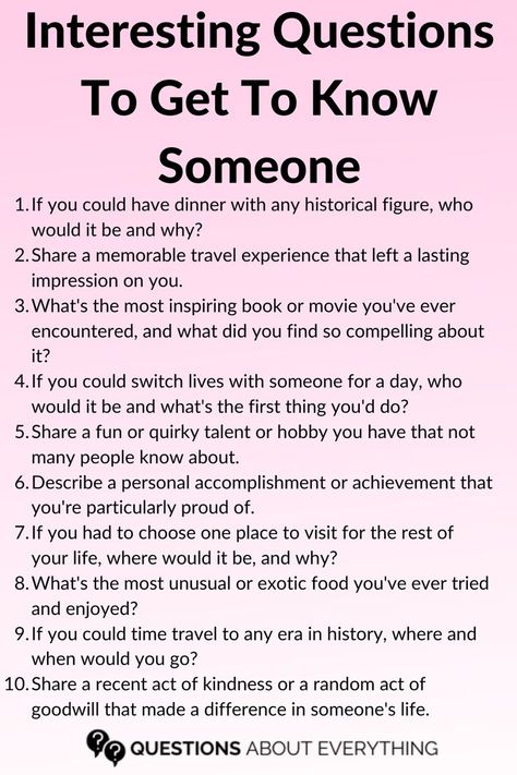 A list of Questions to get to know someone Conversation Topics For Adults, Good Conversation Starters, Boyfriend Questions, Text Conversation Starters, Deep Conversation Topics, Conversation Starter Questions, Questions To Get To Know Someone, Deep Questions To Ask, Good Conversation