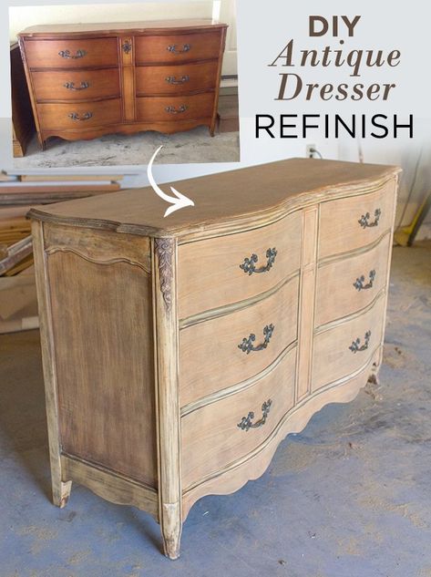 We've Refinishing A Dresser, Wood Dressers Makeover, Nursery Decorating Ideas, Natural Wood Dresser, Stained Dresser, Nursery Room Ideas, Muebles Shabby Chic, Stripping Furniture, Nursery Tour