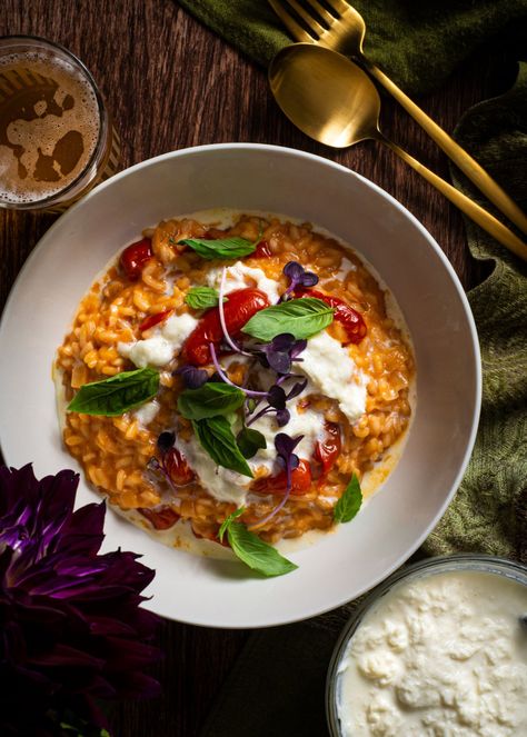 Risotto Bowl, Stracciatella Cheese, How To Make Risotto, Tomato Risotto, Creamy Rice, Veggie Stock, Arborio Rice, Risotto Recipes, Fresh Mozzarella