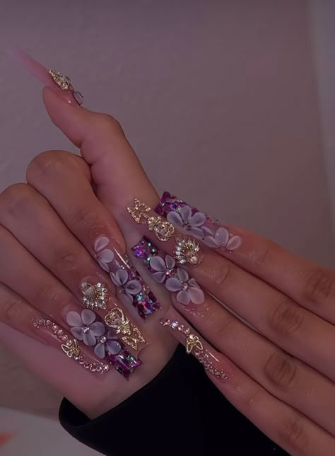 Nails Acrylic With Heart Gems, Birthday Nails Rhinestones Diamonds, Long Nail Rhinestone Designs, Pink Boujee Nails, Pink Bling Nails Rhinestones Girly, Bougie Nails Acrylic, Nude Bling Acrylic Nails, Nails Acrylic With Gems, Pink Nails Rhinestones