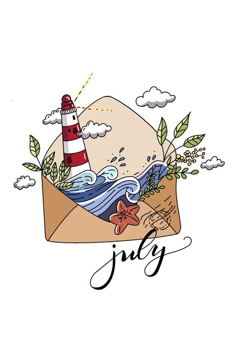 July Aesthetic Month, Month Drawings, August Doodles, August Drawing, July Bullet Journal, Bullet Journal Ideas Templates, Creating A Bullet Journal, Bullet Journal Paper, Scrapbook Book