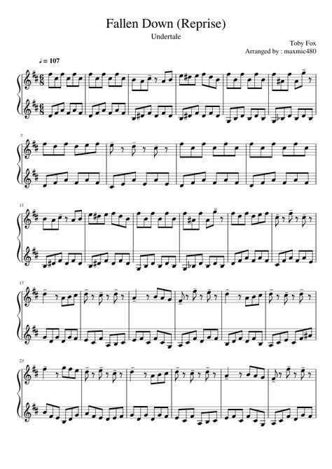 Fallen Down (Reprise) - Undertale - Easy Sheet music for Piano (Solo) | Musescore.com Easy Sheet Music For Piano, Pop Piano Sheet Music, Undertale Music, Marimba Music, Viola Music, Sheet Music With Letters, Piano Sheet Music Letters, Piano Music Easy, Piano Chords Chart