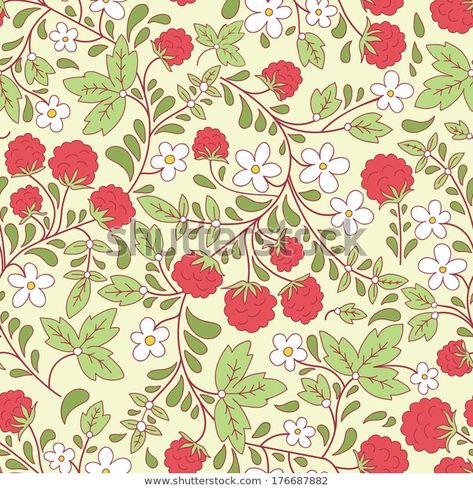 Raspberry Pattern, Drinks Packaging Design, Floral Textile, Cellphone Case, Russian Style, Leaves Vector, Botanical Wallpaper, Seamless Textures, A Level Art