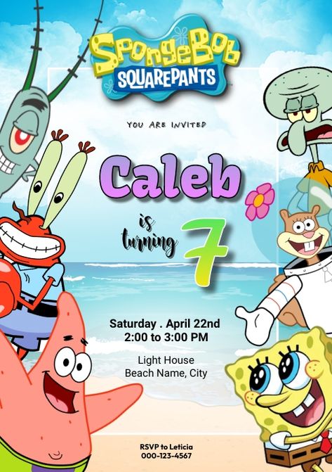 276,030+ Free Templates for 'Spongebob birthday invitation' Happy Birthday Spongebob, Spongebob Happy, Bridal Show Booths, A4 Template, Spongebob Party, Spongebob Birthday, Happy Birthday Template, Promotional Flyers, Birthday Template