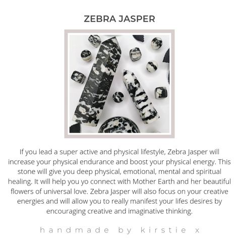 Zebra Marble Crystal Meaning, Zebra Jasper Crystal Meaning, Zebra Jasper Meaning, Black And White Crystals, Herbs For Protection, Witch Life, Jasper Meaning, Crystal Confetti, Natural Philosophy