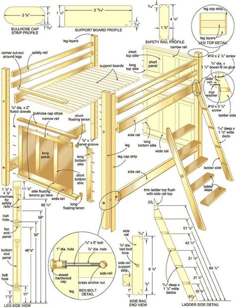 Build Your Own Bunk Bed Plan Full Size Loft Bed Plans, Diy Bunk Beds Plans, Bunk Bed Plan, Build A Loft Bed, Full Size Loft Bed, Diy Desk Plans, Bunk Bed Plans, Loft Bed Plans, Diy Bunk Bed