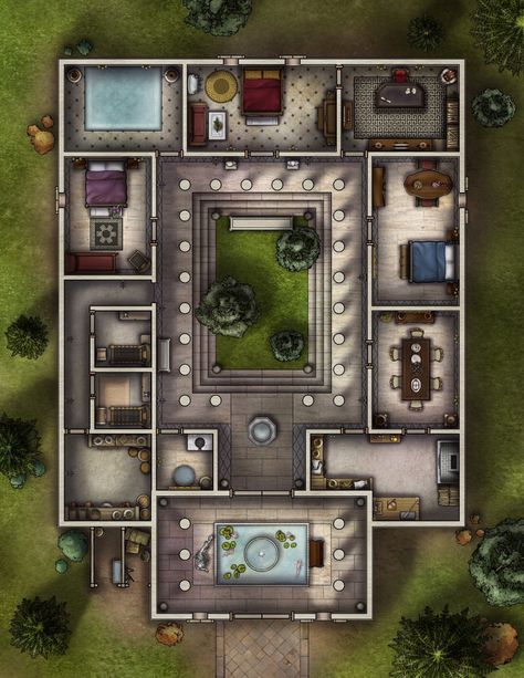 Dnd Apartment Map, Greek Dnd, Map Rpg, Dnd Bard, Dnd World Map, Building Map, Sims Builds, Tabletop Rpg Maps, Dnd Maps