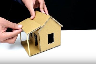 How to Make Cardboard House at Home With Little Budget: 6 Steps Cardboard House Craft, House Making Craft, Things To Make Out Of Cardboard, House From Cardboard, Cardboard Houses For Kids, Cardboard Box Houses, Zero Budget, Cardboard Crafts Kids, Cardboard Houses