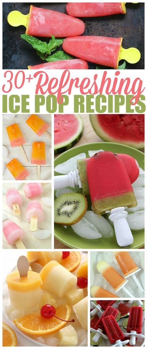 We love making and eating homemade ice pops in my house. My kids can't get enough of this classic summer treat which is why I love making my own ice pops with fresh fruit and juice. Check out these 30+ ice pop recipes for inspiration! Chia Bowls, Pop Cycles, Homemade Ice Pops Recipes, Popsicle Ideas, Homemade Ice Pops, Ice Pop Recipes, Popsicles Recipe, Cookie Bowls, Fruit Juice Recipes