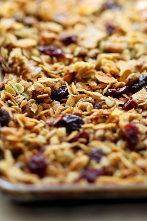 Eleven Madison Park Granola, Savory Granola, Eleven Madison Park, Sour Cherries, Granola Recipe, Coconut Chips, Nyt Cooking, Granola Recipes, Homemade Granola