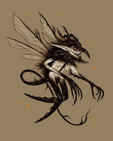 Devin Forst ♓️ on Instagram: "A little Gnokkt study ✨🧚‍♂️ (as some of you know) this nasty lil creep is Daeden’s twisted sprite familiar in our D&D campaign. As abrasive and uncomfortable as he can be sometimes, he’s been quite a loyal and helpful little sh*t 😅 . . . #dnd #dndcharacter #dndart #dungeonsanddragons #dungeonsanddragonsart #dungeonsanddragonscharacter #sprite #fey #faerie #warlock #familiar #characterdesign #creaturedesign #gothic #gothicart #dark #darkartists #illustration #illus Evil Fey Dnd, Dnd Imp Familiar Art, Fey Warlock Dnd, Warlock Familiar Dnd, Dark Fae Creatures, Arch Fey Dnd, Dnd Sprite, Dark Fey Art, Warlock Familiar