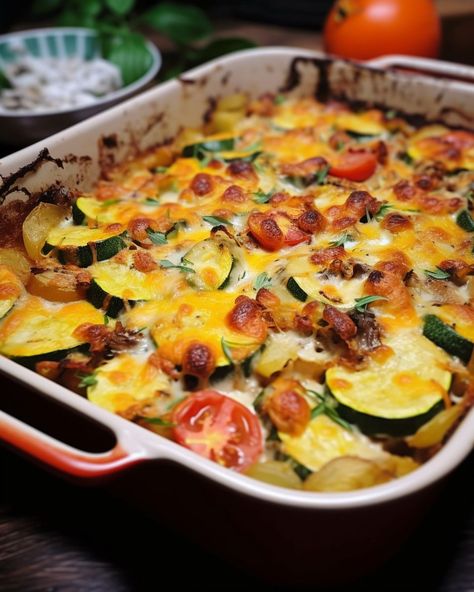 Loaded Zucchini, Tomatoes And Zucchini, Easy Zucchini Recipes, Zucchini Bake, Veggie Casserole, Zucchini Casserole, Roasted Vegetable Recipes, Easy Zucchini, Vegetable Casserole