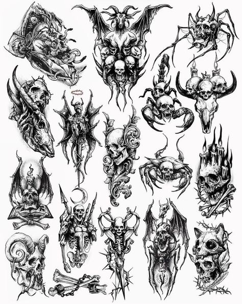 Satanic Tattoos, Scary Tattoos, Creepy Tattoos, Geniale Tattoos, Spooky Tattoos, Gothic Tattoo, Dark Art Tattoo, Horror Tattoo, Tattoo Style Drawings