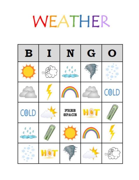 Weather Bingo 30 Printable Fun Educational Kids Birthday Party Bingo Game Cards Class Bingo, Homeschool Preschool Schedule, Girls Birthday Party Games, Weather Activities For Kids, Free Printable Bingo Cards, Weather Lessons, Bingo Games For Kids, Free Bingo Cards, Bingo For Kids