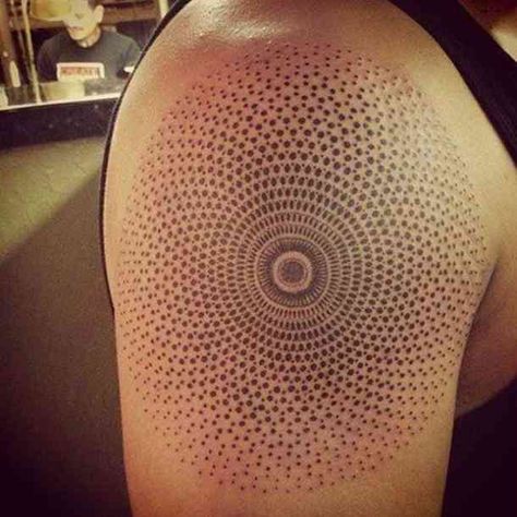 50 Best Dotwork Tattoos And Minimalistic Tattoo Ideas | YourTango Tattoo Dots, Dotwork Tattoo Mandala, Tatoo 3d, Faded Tattoo, Tattoo Dotwork, Kunst Tattoos, Dot Tattoos, Sacred Geometry Tattoo, Muster Tattoos