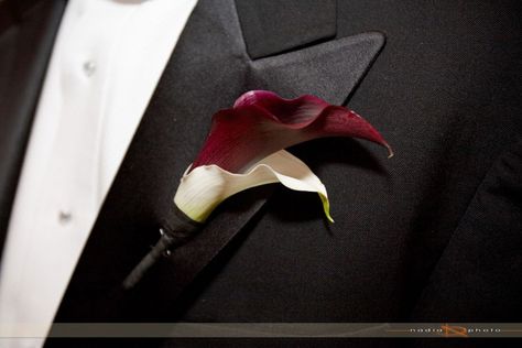 Groom's boutonniere - the couple wanted a tailored event in florals.. classic black & white - and only callas. Florist Ideas, Groom's Boutonniere, Boutonniere Pins, Groom Boutonniere, Halloween Wedding, Big Deal, Engagement Photo, Boutonniere, Wedding Theme