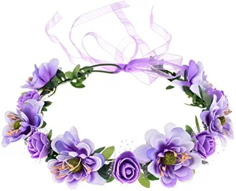 Amazon.com: lavender floral headpiece Women Headbands, Flower Hair Band, Bridal Halo, Wedding Hairband, Bridal Hair Headpiece, Flower Girl Crown, Ribbon Garland, Roses Wedding, Floral Headband