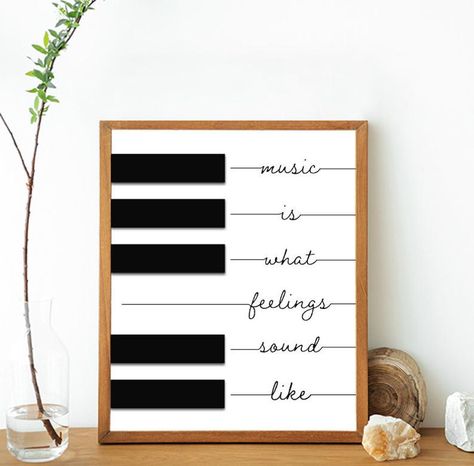 Music Inspiration Art, Piano Room Wall Art, Music Inspired Decor, Music Office Decor, Music Is What Feelings Sound Like, Digital Piano Decor, Music Inspired Paintings, Music Painting Ideas, Music Gallery Wall