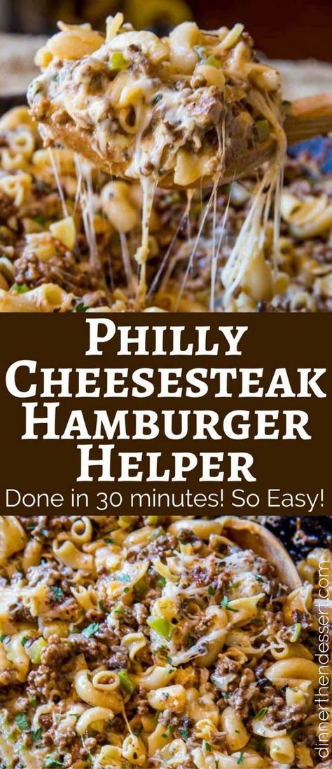 Philly Cheesesteak Hamburger Helper | Dinner, then Dessert | Bloglovin’ Stroganoff Beef, Hamburger Helper Recipe, Recipes Steak, Dinner Beef, Crockpot Recipes Beef Stew, Beef Steak Recipes, Diy Easy Recipes, Cheese Steak, Recipes Beef