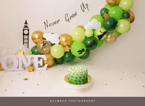 Never Grow Up Peter Pan, Backdrop First Birthday, Peter Pan Cakes, Peter Pan Party, Wendy Darling, Onederland Birthday Party, Boys First Birthday Party Ideas, Boys 1st Birthday Party Ideas, Peter Pan And Tinkerbell