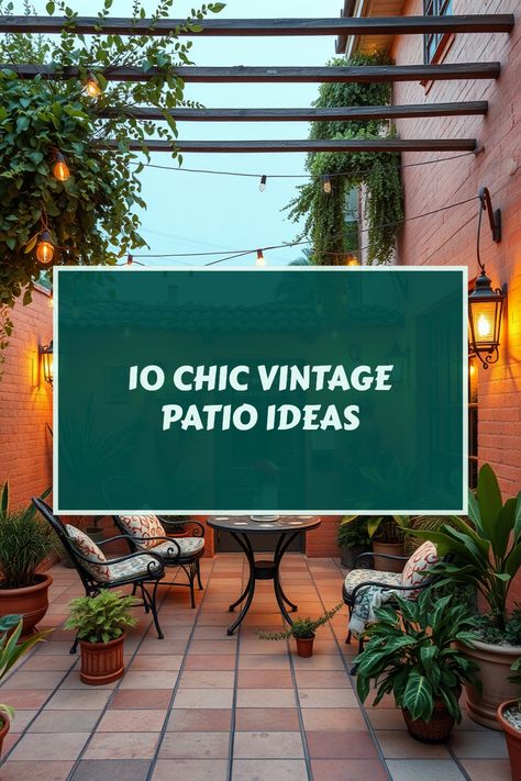 Spruce up your outdoor space with these 10 chic vintage patio ideas! From charming retro furniture to creative decorations, you'll discover how to transform your patio into a stylish oasis reminiscent of the past. Get inspired by bold colors, eclectic accessories, and the perfect blend of classic and quirky styles. Whether you love classic 50s vibes or rustic bohemian charm, there's something here for everyone. Dive into our creative tips that will make your vintage patio a cozy retreat for relaxation and entertainment, no matter the season. Vintage Patio Ideas, Eclectic Accessories, 50s Vibes, Vintage Patio, Outdoor Patios, Retro Furniture, Outdoor Patio Decor, Chic Vintage, Patio Ideas