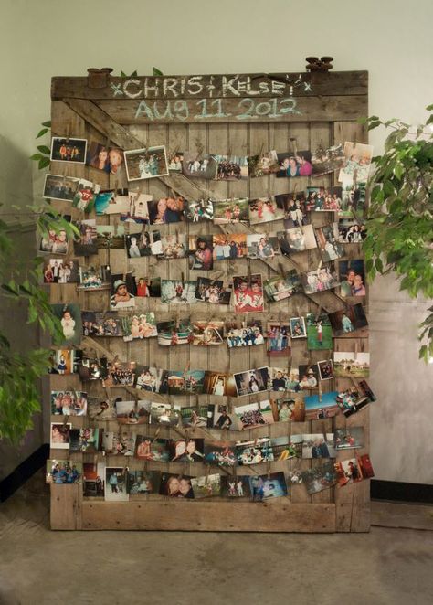 Country Chic Wedding Photo Display Ideas for Your Wedding Decorations Wedding Photo Display, Rustic Wedding Decorations, Boda Mexicana, Bachelorette Party Games, בר מצווה, Outdoor Wedding Decorations, Salou, Romantic Weddings, Event Styling