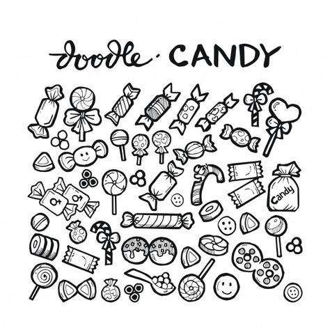 Cute Candy Doodles, Candy Doodles Easy, Small Candy Tattoo, Candy Theme Bullet Journal, Candy Bujo Theme, Candy Jar Drawing, Candy Drawing Cute, Sweet Tattoos Candy, How To Draw Candy