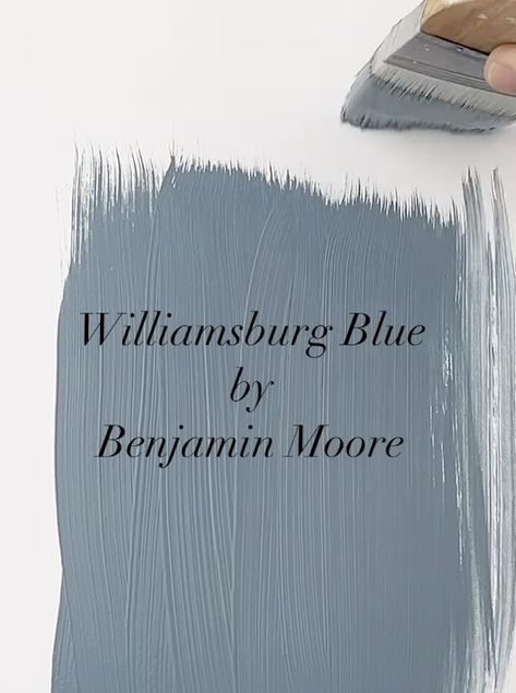 Blue Gold Nursery, Timeless Blue Paint Colors, New England Blue Paint, Dusty Blue Walls Living Room, Bm Phillipsburg Blue, Dusky Blue Paint Colors, Benjamin Moore Dusty Blue, Muted Blue Bathroom, Two Tone Blue Room