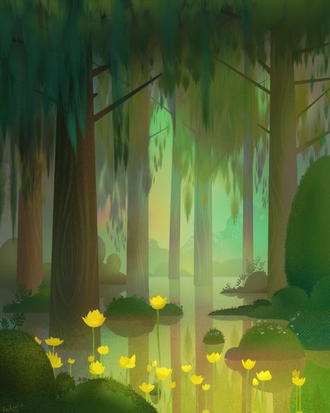 ArtStation - Swamp, Anna Anikeyka Swamp Environment Concept Art, Swamp Aesthetic Drawing, Swamp Room Aesthetic, Swamp Creature Art, Swamp Background Art, Swamp Color Palette, Swamp Concept Art, Swamp Drawing, Swamp Environment