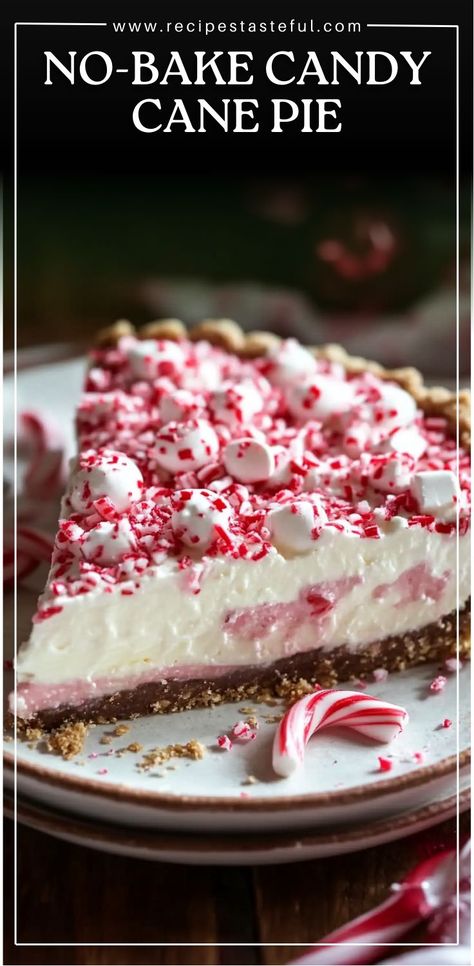 Indulge in peppermint perfection with this easy, festive dessert! Creamy, refreshing, and loaded with holiday charm, No-Bake Candy Cane Pie is the perfect treat for your Christmas celebrations. With a graham cracker crust, a peppermint-infused filling, and a festive topping, this pie will become a holiday favorite in your home Graham Cracker Crust Pie Recipes, Peppermint Pie, Candy Cane Pie, Graham Cracker Dessert, Cracker Dessert, Candy Cane Recipe, Christmas Pie, Graham Cracker Crust Pie, Festive Desserts