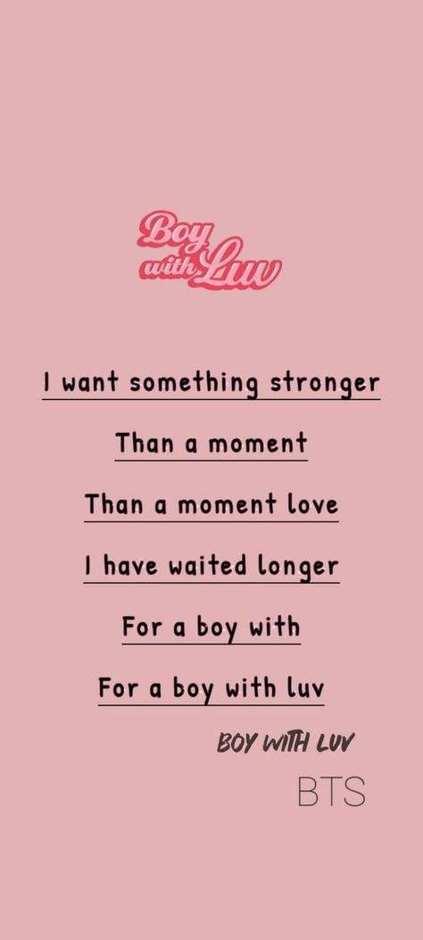 Bts Boy With Luv Wallpaper, Bts Boy With Luv, Lyric Wallpaper, Boy With Luv, Wallpaper Lyrics, Bts Art, Bts Lyric, First Love Bts, About Bts