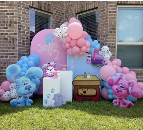 Diy Blues Clues Party, Blues Clues Backdrop, Blues Clues Birthday Party, Blue's Clues Birthday, Blues Clues Birthday, Work Appreciation, Blue's Clues Birthday Party, Gender Reveal Baby Shower Themes, Baby Birthday Party Theme