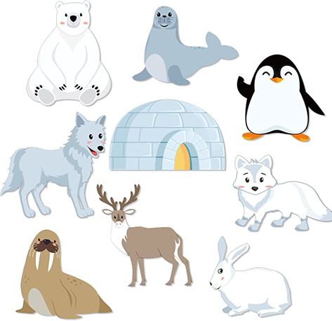 Polarne Zivotinje Vrtic, Polar Animal Crafts, Winter Animal Crafts, Bulletin Board Tree, Homeschool Holidays, Winter Party Themes, Snow Animals, Paper Cutouts, Polar Animals