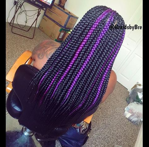 |@AShawnaY|                                                                                                                                                                                 More Purple And Black Box Braids, Braids Purple, Purple Box Braids, Black Box Braids, Black Kids Braids Hairstyles, Colored Box Braids, Purple Braids, Weave Hairstyles Braided, Colored Braids