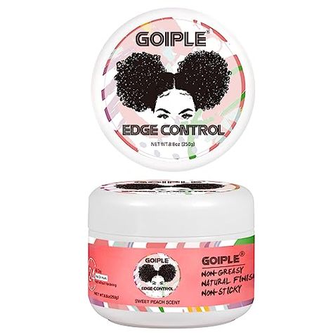 Goiple 8.25oz Edge Control Wax for Women Strong Hold Non-greasy Edge Control Smoother Edge Wax Styling Fixer Edge Control for Black Hair No Flaking, White Residue, Shine and Smooth (Sweet Peach) ,... Edge Control For 4c Hair, Edge Fixer, Edge Gel, Natural Hair Wigs, Edge Control, 4c Natural Hair, 4c Natural, Styling Comb, Hair Wax